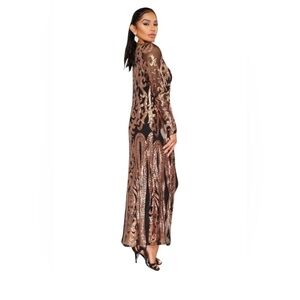 Kancy Kole‎ Women's Black and Gold Sequin Summer Cover Up/Duster